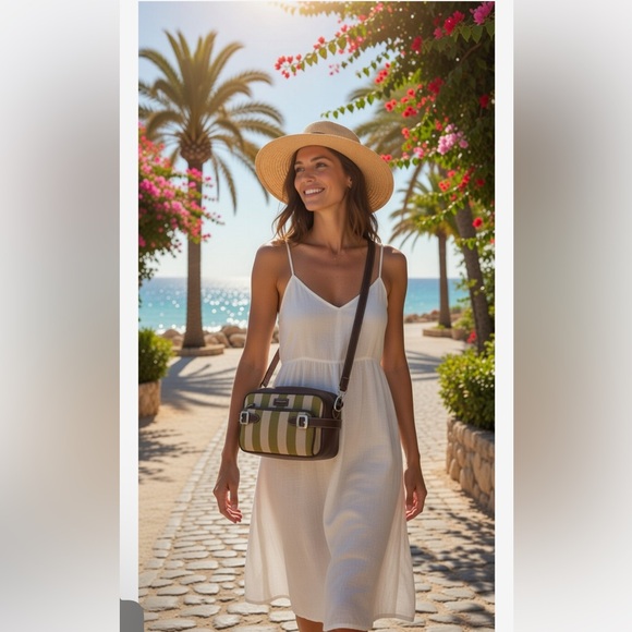 LONGCHAMP ($575) Striped UNISEX Crossbody Bag EUC made in France - Picture 7 of 12